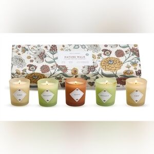 NEW Two's Company Set of 5 Scented Candles in Gift Box Includes 3 Scents